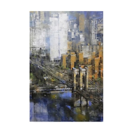 Mark Lagu 'Brooklyn Bridge Abtsract' Canvas Art,30x47